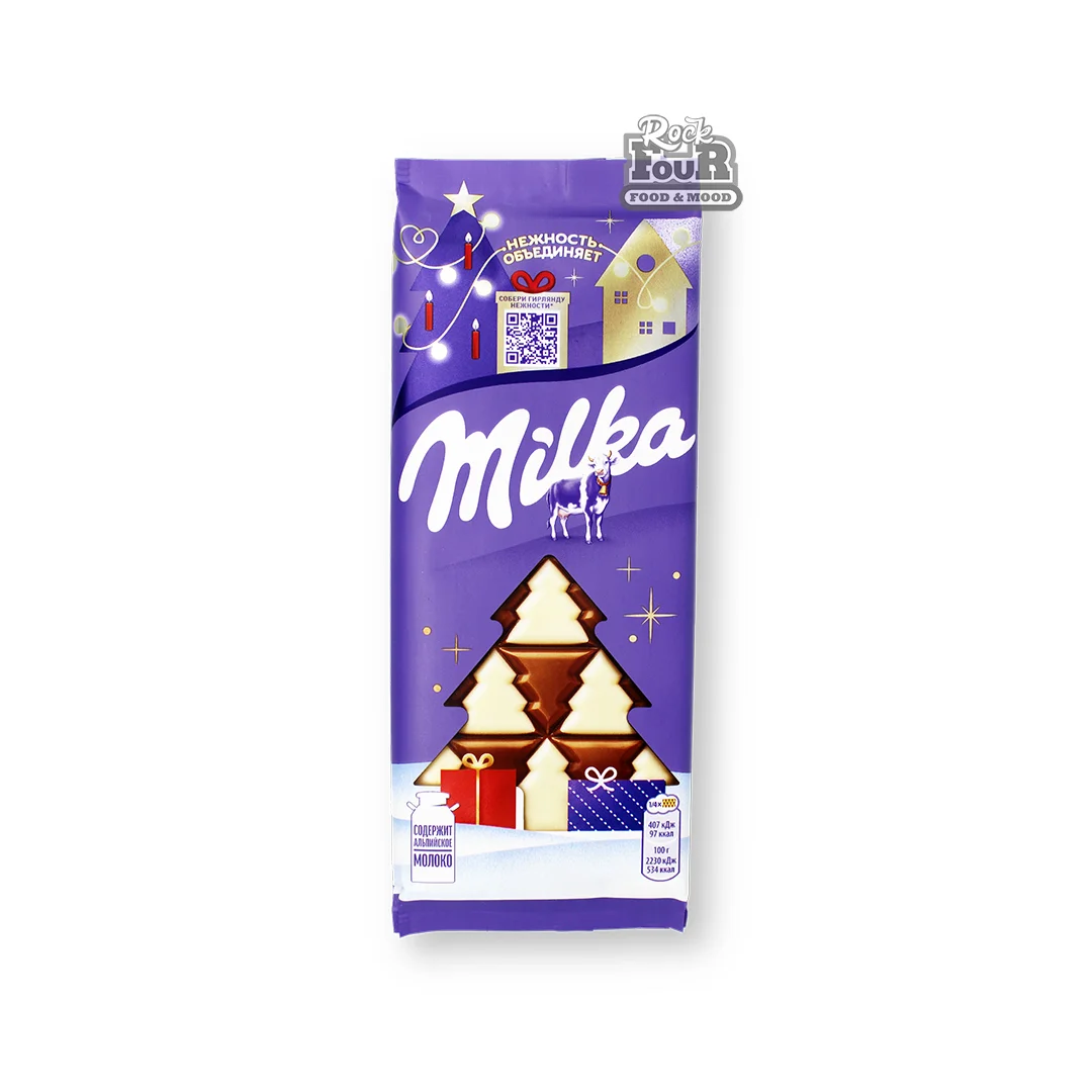 Плитка молочного шоколада «Milka Елочка» с белым шоколадом 73г